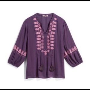 Anthropologie skies are blue embroidered blouse